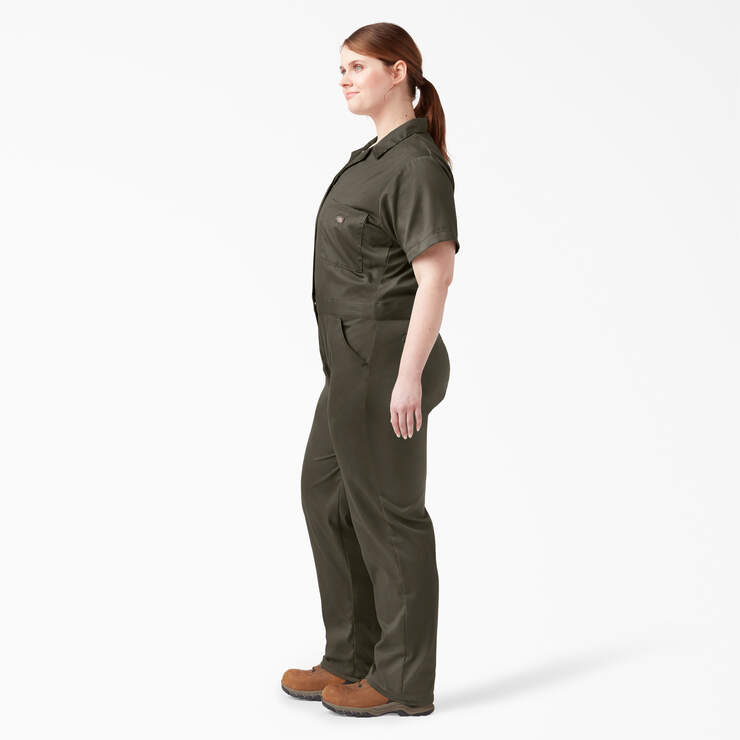 Women's Plus FLEX Cooling Short Sleeve Coveralls - Moss Green (MS) image number 3