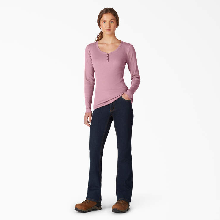 Women's Henley Long Sleeve Shirt - Dusty Orchid (KDD) image number 4