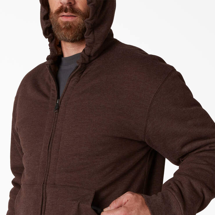 High Pile Fleece Lined Full Zip Hoodie - Chocolate Heather (CTH) image number 5