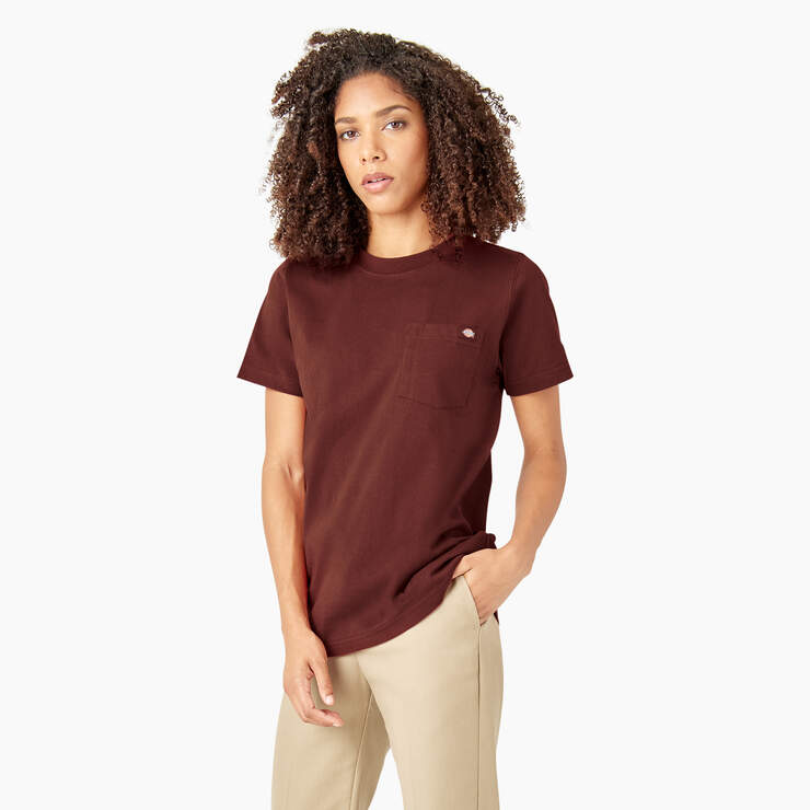 T-shirt épais à manches courtes et à poche pour femmes - Fired Brick (IK9) numéro de l’image 3