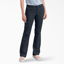 Pantalon en serg&eacute; extensible ajust&eacute; et semi-&eacute;vas&eacute; pour femmes - Dark Navy &#40;DN&#41;