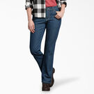 Women&#39;s Relaxed Fit Straight Leg Flannel Lined Denim Jeans - Stonewashed Vintage Blue &#40;SVB&#41;