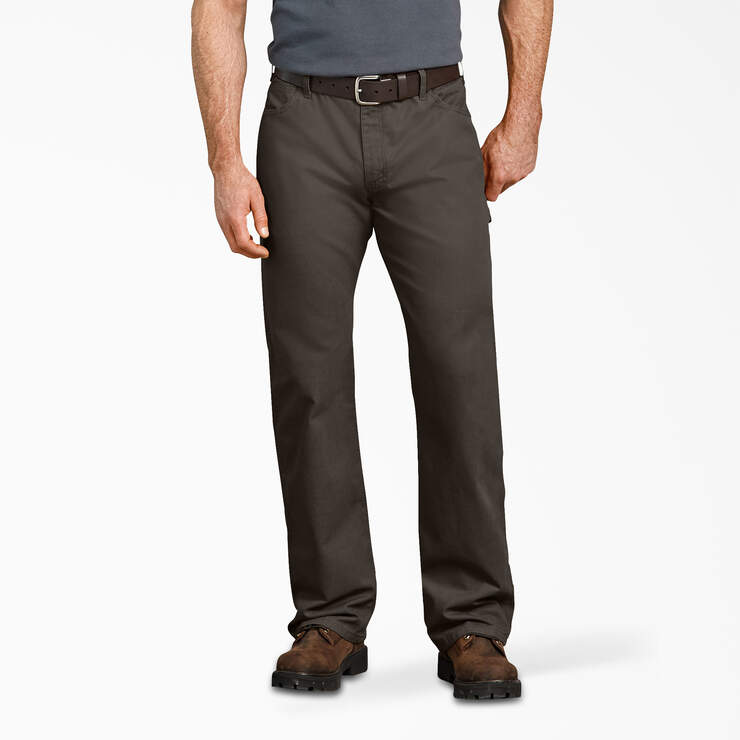 Relaxed Fit Duck Carpenter Pants - Rinsed Black Olive (RBV) image number 1