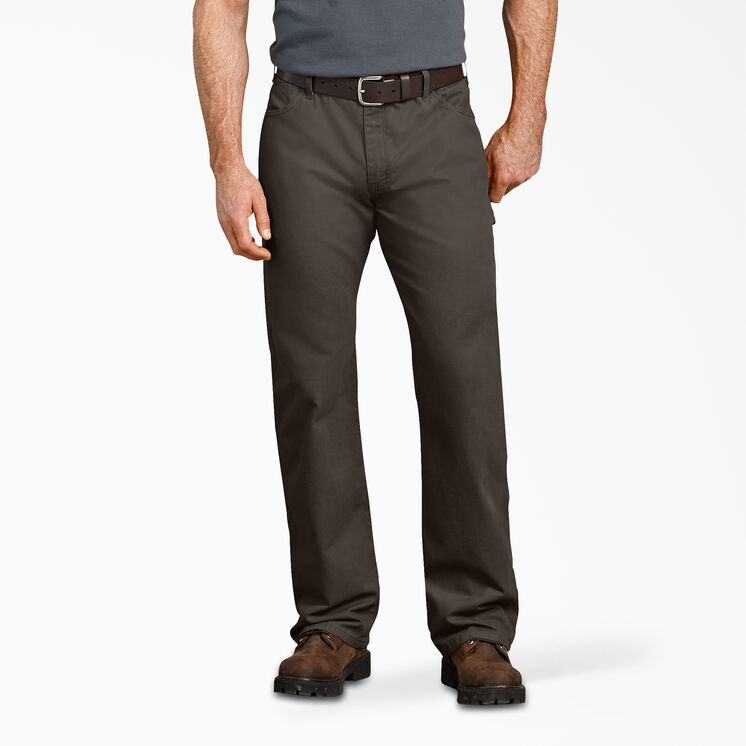 Pantalon menuisier de coupe d&eacute;contract&eacute;e en coutil - Olive Green &#40;RBV&#41;