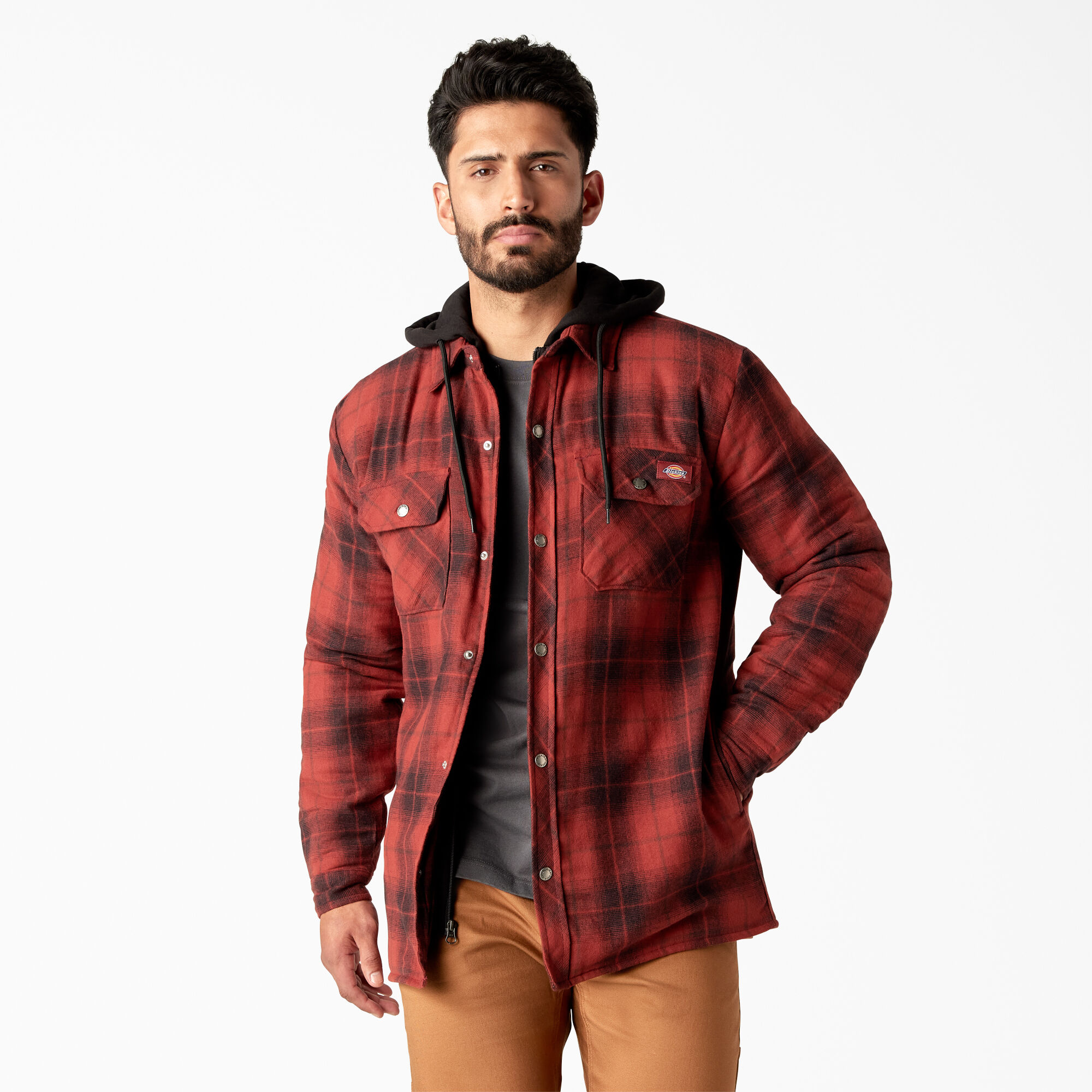 Hooded flannel jacket best sale mens