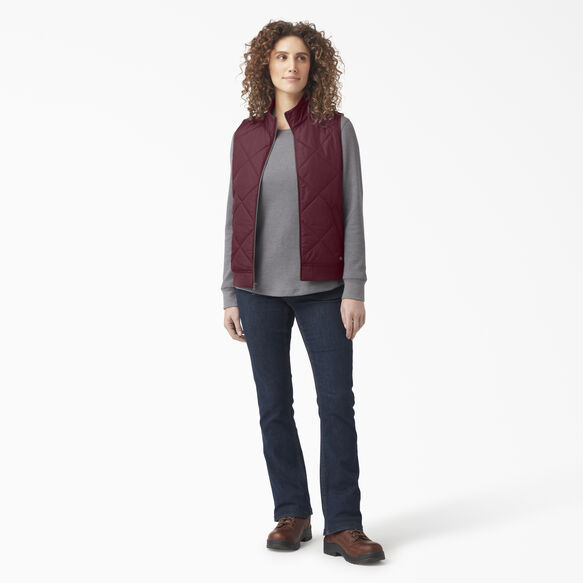 Veste sans manches piqu&eacute;e pour femmes - Burgundy &#40;BY&#41;