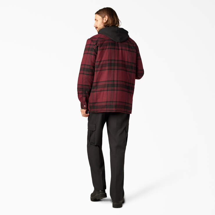 Flannel Hooded Shirt Jacket - Dark Port Black Plaid (PBP) image number 6
