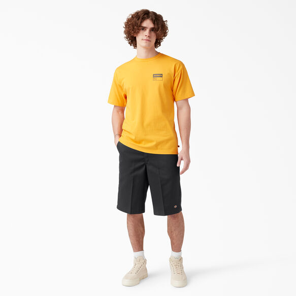 Loose Fit Flat Front Work Shorts, 13&quot; - Black &#40;BK&#41;