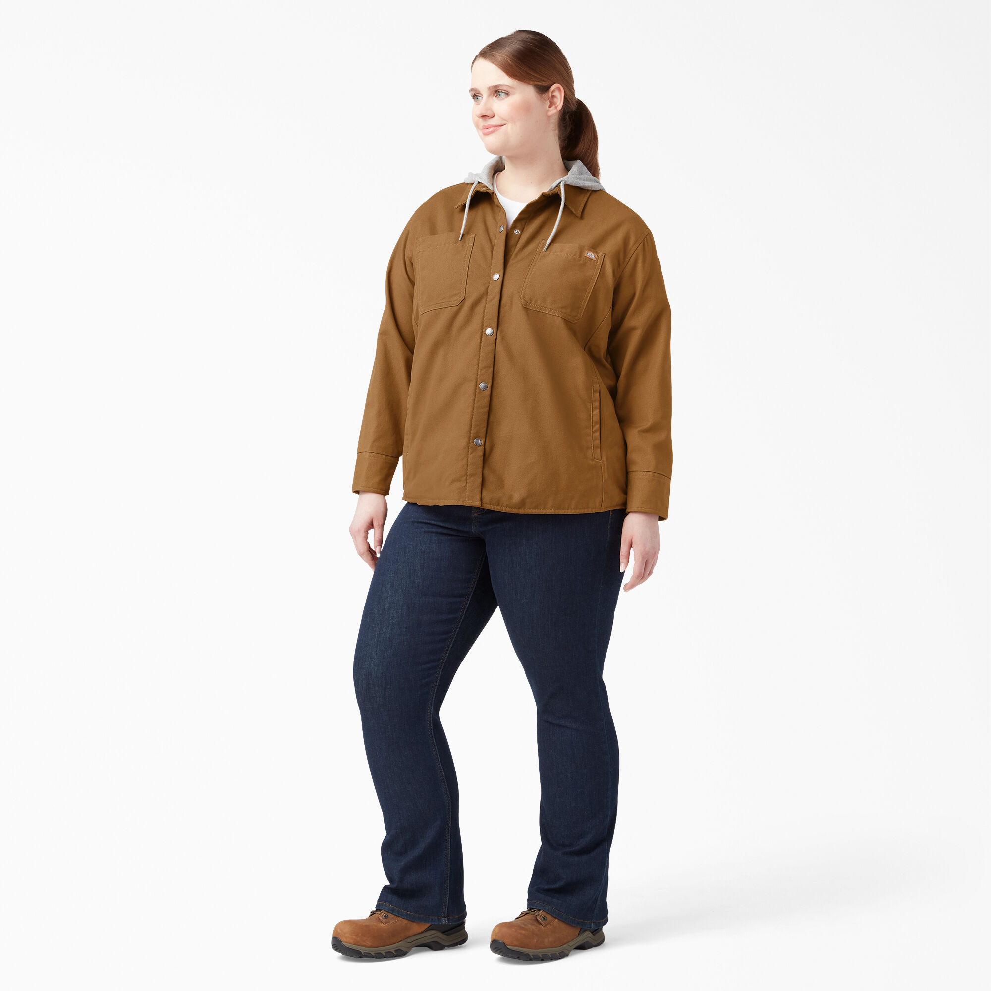 Women s Plus Hooded Duck Shirt Jacket Womens Shirt Jackets