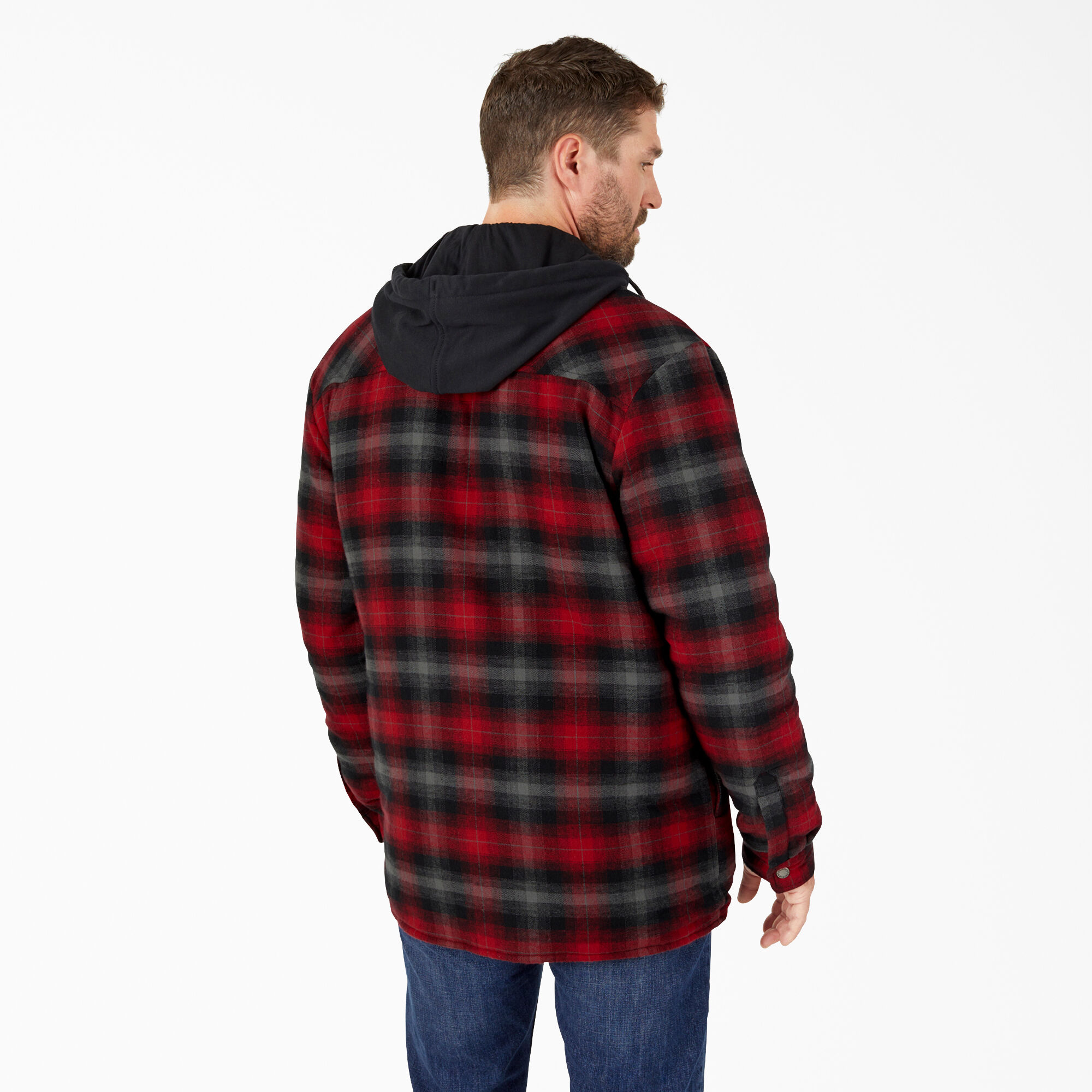 Fleece Hooded Flannel Shirt Jacket with DWR Mens Shirt Jackets