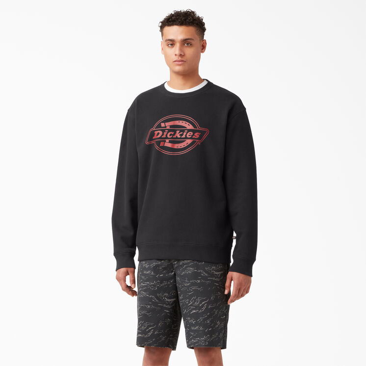 Fleece Logo Graphic Sweatshirt - Black w/ Red Stitching &#40;B2I&#41;
