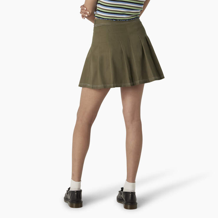 Women's Twill Pleated Skirt - Military Green (ML) image number 2