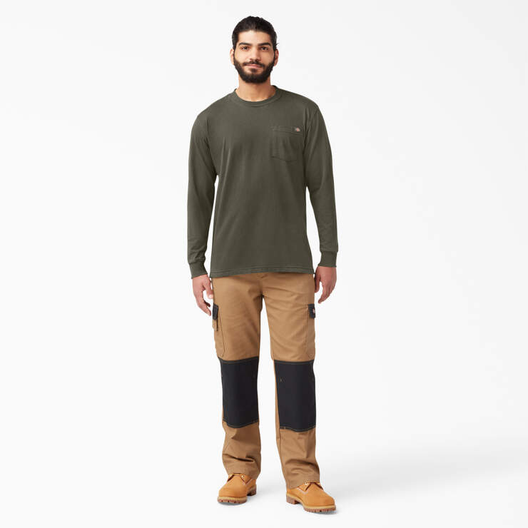 Heavyweight Long Sleeve Pocket T-Shirt - Moss Green (MS) image number 7
