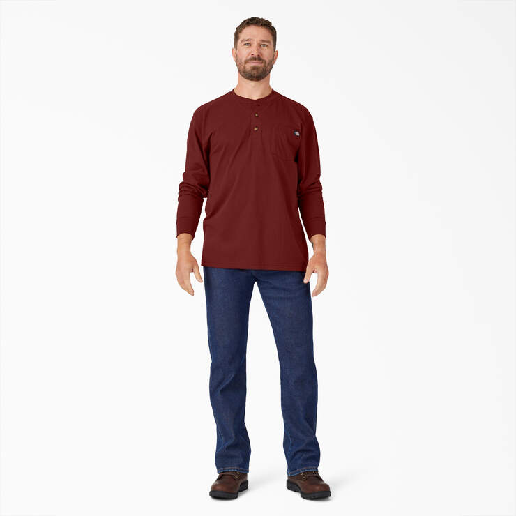 Heavyweight Long Sleeve Henley T-Shirt - Madder Brown (MB1) image number 6