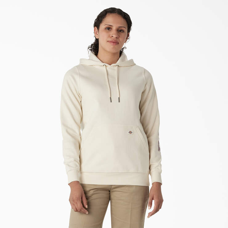 Women's Water Repellent Sleeve Logo Hoodie - Antique White (AW) image number 1