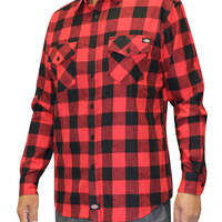 Men's Flannel Long Sleeve Woven Plaid Shirt - Black/English Red (BKER)