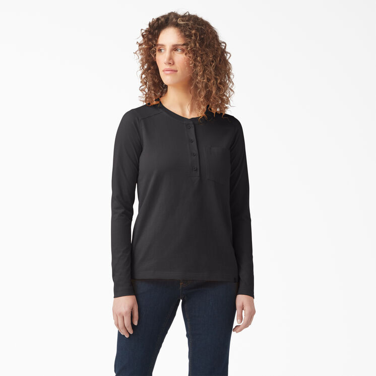 Haut Henley &eacute;pais pour femmes - Black &#40;KBK&#41;
