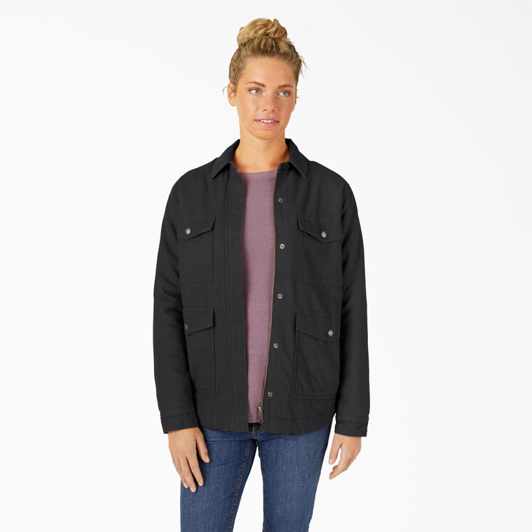 Manteau travailleur en coutil doubl&eacute; en molleton long - Rinsed Black &#40;RBKX&#41;