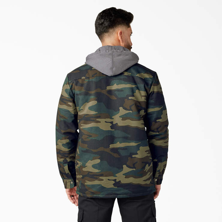 Water Repellent Duck Hooded Shirt Jacket - Hunter Green Camo (HRC) image number 2