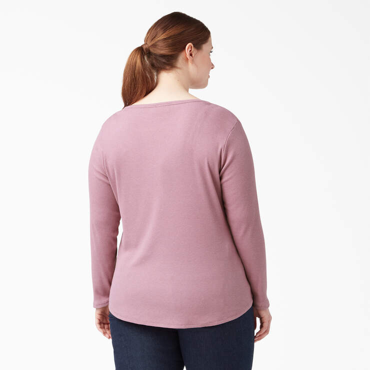 Women's Plus Henley Long Sleeve Shirt - Dusty Orchid (KDD) image number 2