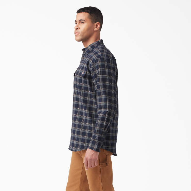 FLEX Long Sleeve Flannel Shirt - Ink Navy/Chocolate Brown Plaid (B1R) image number 3
