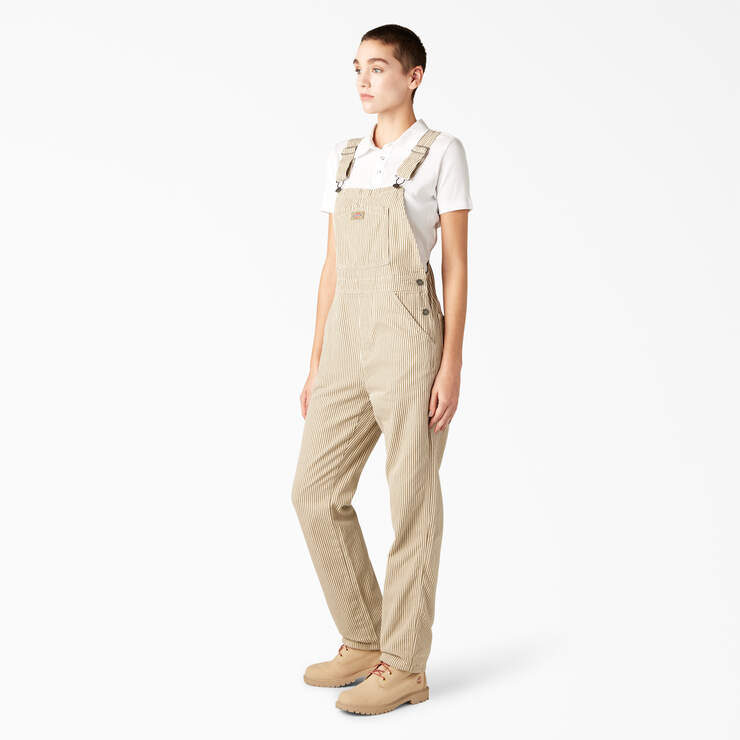 Women’s Regular Fit Hickory Stripe Bib Overalls - Imperial Green Hickory Stripe (MGH) image number 3