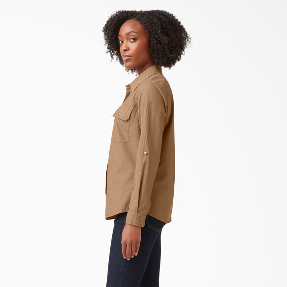 Women&rsquo;s Long Sleeve Roll-Tab Work Shirt - Nutmeg Yarn Dye &#40;NSD&#41;