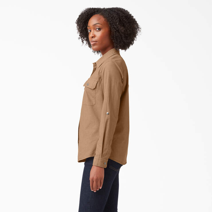 Women’s Long Sleeve Roll-Tab Work Shirt - Nutmeg Yarn Dye (NSD) image number 3