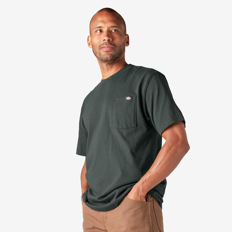 Heavyweight Short Sleeve Pocket T-Shirt - Hunter Green (GH) image number 3
