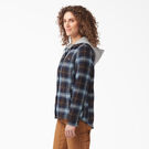 Veste-chemise &agrave; capuchon en flanelle pour femmes - Clear Blue/Brown Ombre Plaid &#40;A1G&#41;