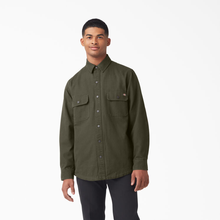 Duck Flannel Lined Shirt - Military Green &#40;ML&#41;