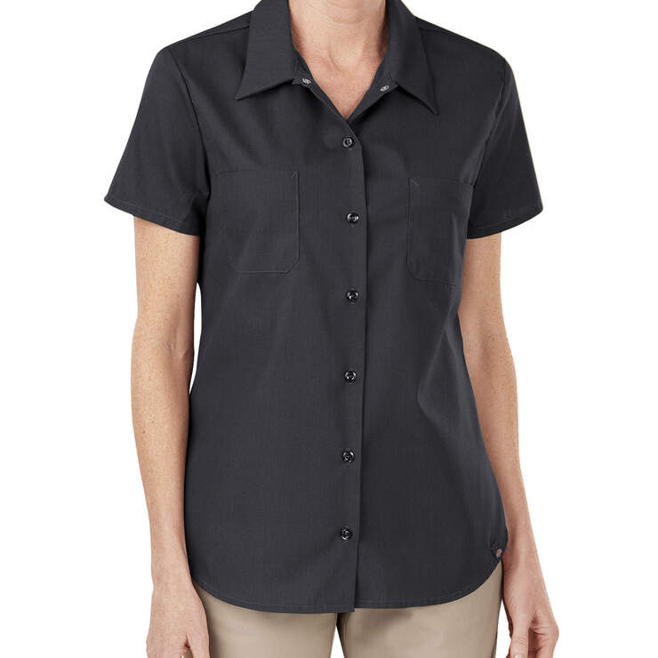 Women's Industrial Short Sleeve Work Shirt - Black (BK) image number 1