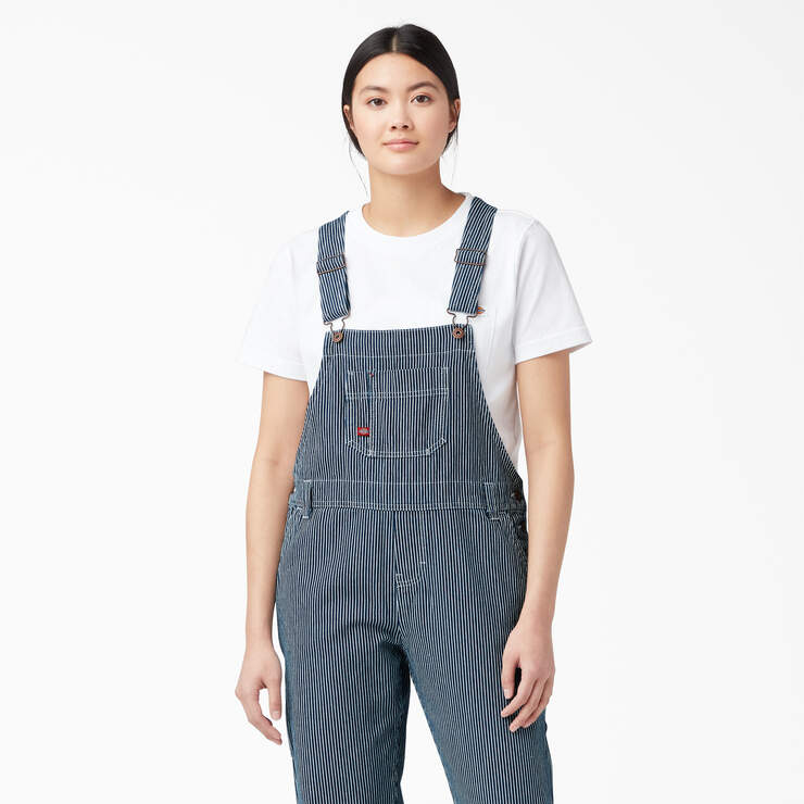 Women's Relaxed Fit Bib Overalls - Rinsed Hickory Stripe (RHS) image number 4