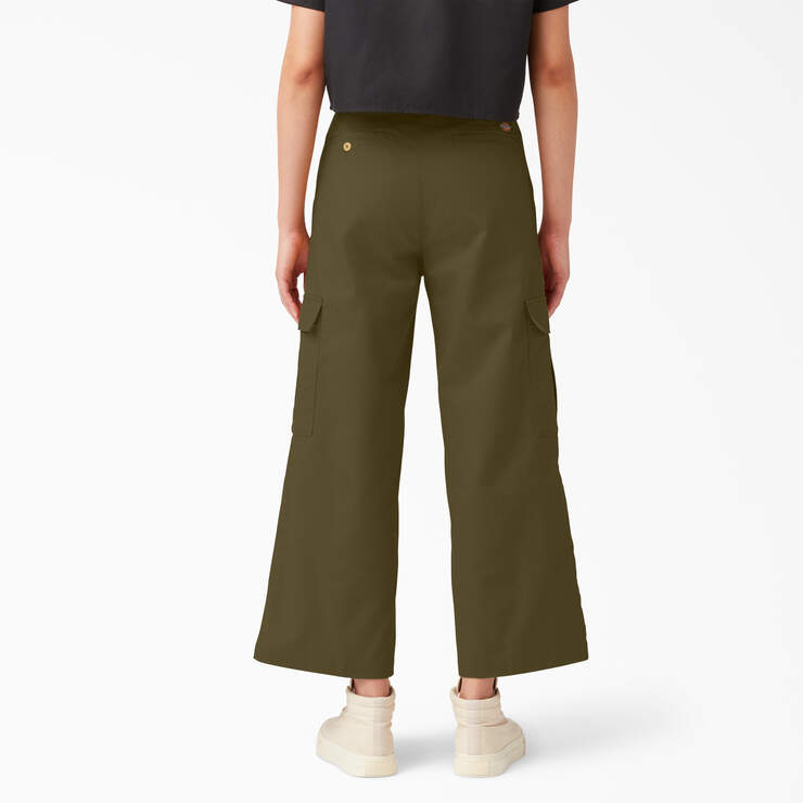Women's Twill Crop Cargo Pants - Stonewashed Military Green (S2M) image number 2