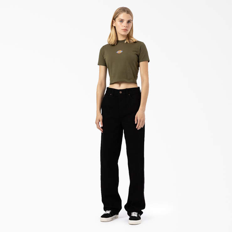 Women's Maple Valley Logo Cropped T-Shirt - Military Green (ML) image number 3