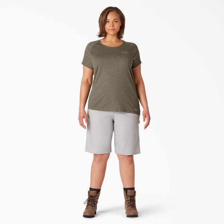 Women's Plus Cooling Short Sleeve Pocket T-Shirt - Military Green Heather (MLD) image number 4