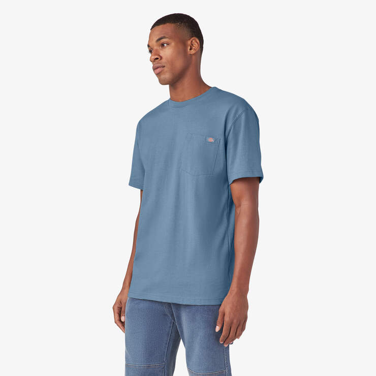 Heavyweight Heathered Short Sleeve Pocket T-Shirt - Coronet Blue Heather (LBH) image number 3