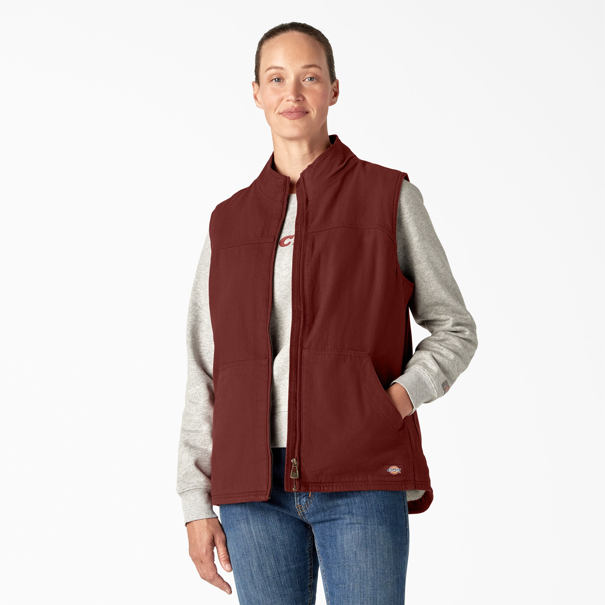 Women s Fleece Lined Duck Canvas Vest Dickies Canada