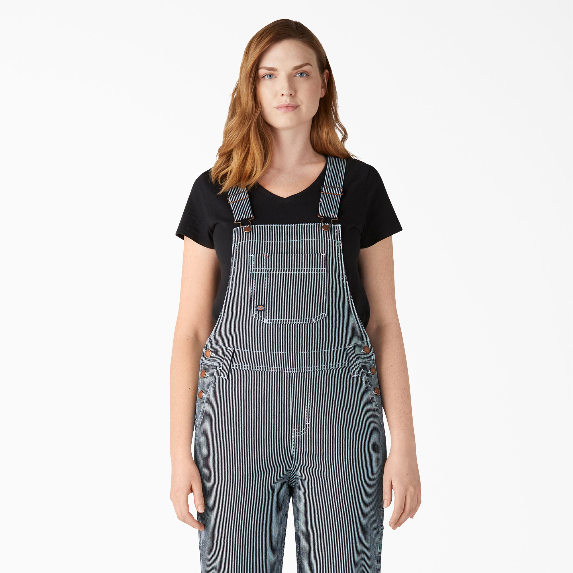 Women s Hickory Stripe Boyfriend Fit Bib Overalls