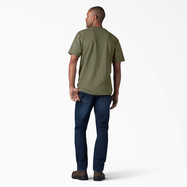 Heavyweight Heathered Short Sleeve Pocket T-Shirt - Military Green Heather (MLD) image number 7