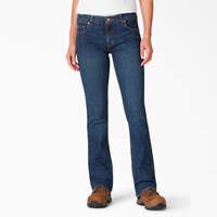 Jeans en denim à jambe semi-évasée Forme parfaite pour femmes - Stonewashed Indigo Blue (SNB)