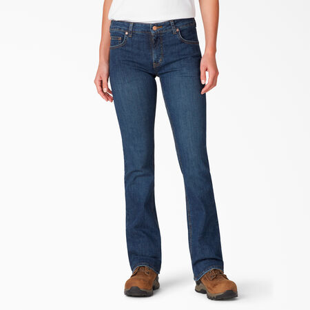 Jeans en denim &agrave; jambe semi-&eacute;vas&eacute;e Forme parfaite pour femmes - Stonewashed Indigo Blue &#40;SNB&#41;