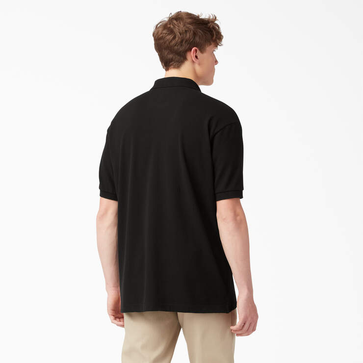 Adult Size Piqué Short Sleeve Polo - Black (BK) image number 2