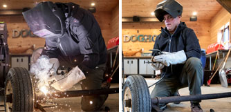 Top image: Bryan Baeumler working on a welding Project Bottom image: Bryan at his favourite workshop.