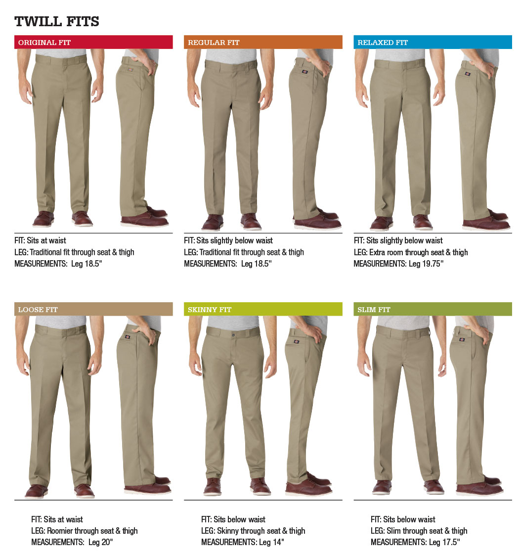 Dickies Work Pants Size Chart