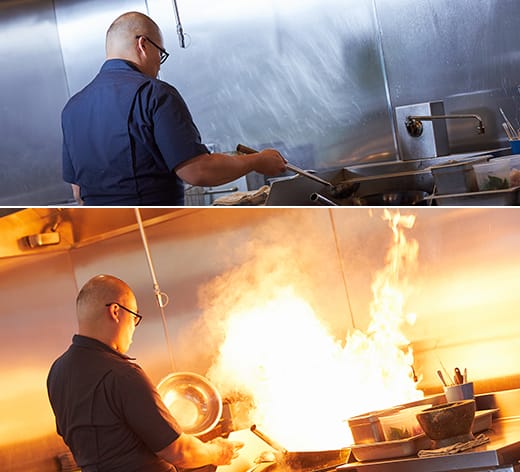 Parnass concocte un plat en cuisine.